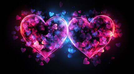 Abstract valentines day background, neon light concept colorful new hd wallpaper, valentine's day hearts and love - obrazy, fototapety, plakaty