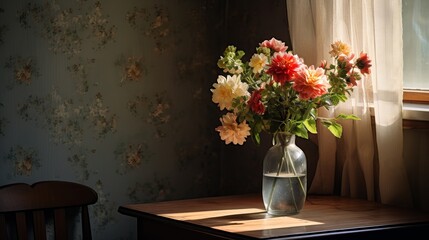 The room is decorated with flowers