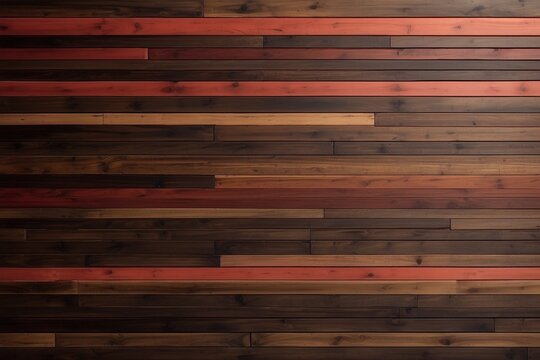 Fondo abstracto  piso o superficie de  madera hecho con tablas en colores cafe obscuro y rojo. Textura de madera.