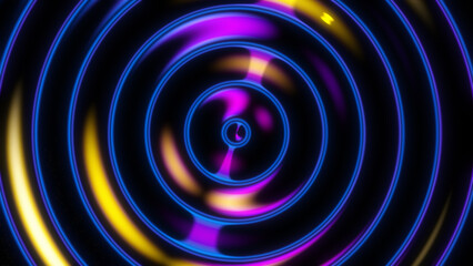 Futuristic iridescent holographic waves. Metallic foil background. Neon colors wavy surface