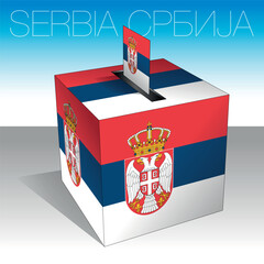 Serbia, european country, ballot box, flags and symbols, vector illustration