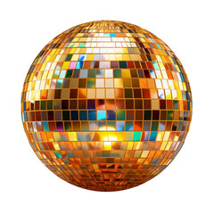 Golden Retro 70s Disco Ball Isolated on Transparent Background PNG