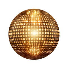 Golden Retro 70s Disco Ball Isolated on Transparent Background PNG