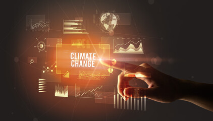 hand touching digital button, modern technology concept