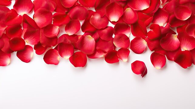  a close up of a bunch of red flowers on a white background with a place for a text or image.