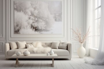 Modern minimalist aesthetic: combining minimalism with classic holiday and winter looks in neutral and/or monochrome palettes --ar 3:2