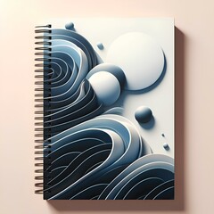 Realistic spiral notebook. Workbook mockup with spiral. Blank notebook with shadow