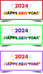 2024 new year greeting card, gift card, tag card, ribbon design, wish card design, new year 2024 vector file