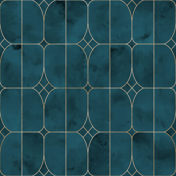 Fototapeta Watercolor stained glass window. Seamless abstract pattern