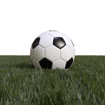 Classic Football Soccer Ball On Grass