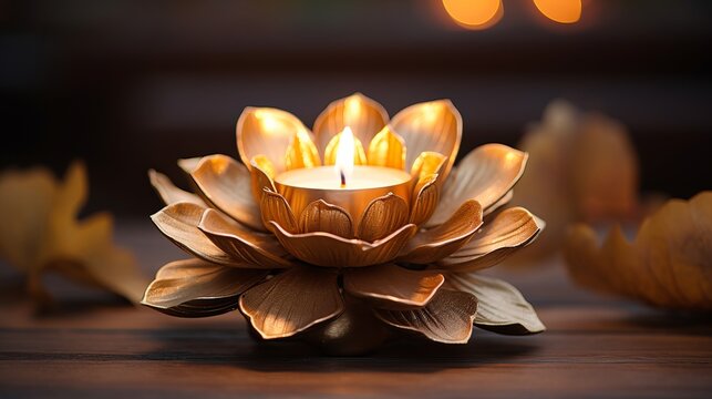 An antique gold flower candle that can be used as a light