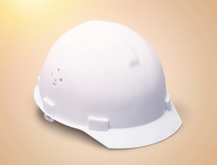 Fototapeta premium Construction protective white Helmet on desk