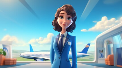 International Flight Attendant Day 31th May cartoon style 3D Generative AI