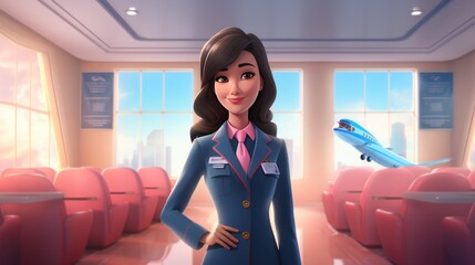 International Flight Attendant Day 31th May cartoon style 3D Generative AI