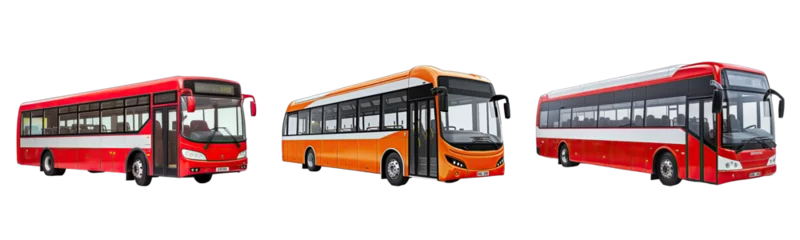 Photo sur Plexiglas Bus rouge de Londres Collection of buses on white or transparent background generative ai