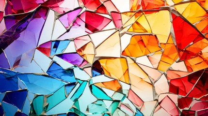 Fotobehang Broken glass background. Colorful broken glass texture. Abstract background © mila103