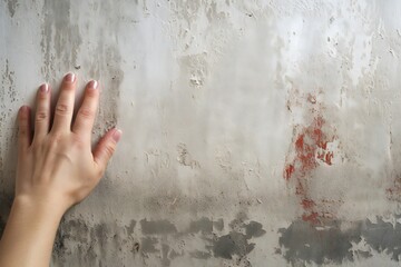 Close-up of a person's hand measuring moisture levels in mold-infested surface