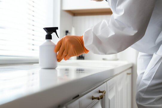 Effective Treatment: Expert Pest Control Technician Utilizing Spraying Method