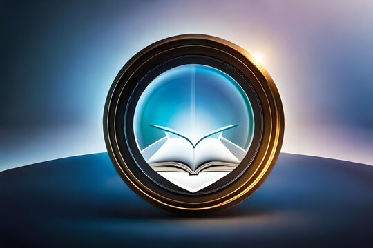an icon having an abstract  image of a book enclosed in a circle with some testube coming out of a book. A clear small icon related to a study channel 