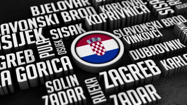 Croatia Word Cloud Collage in 3D