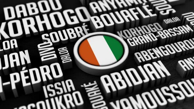 Ivory Coast Word Cloud Collage in 3D