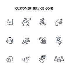 Customer service icon set.vector.Editable stroke.linear style sign for use web design,logo.Symbol illustration.