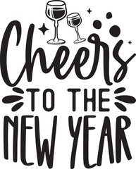 Cheers to the new year, New Year Quote, New Year Design, new Year Clipart, Retro New Year, New Year EPS