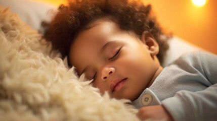 A peaceful baby sleeps in a cozy crib.