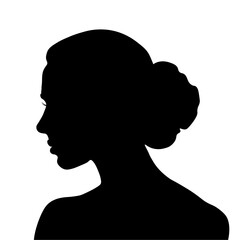 black silhouette of a girl on a white background