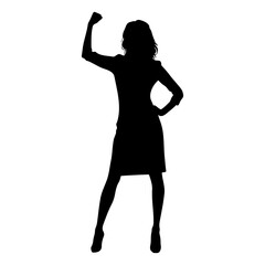 Fototapeta premium Woman with fist raised silhouette. Vector illustration