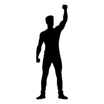 recommend clip art: Man with fist raised silhouette. Vector illustration
