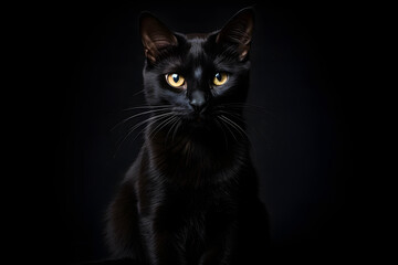 Schwarze Eleganz - Faszinierende Katze in der Dunkelheit