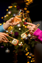 Sushi and Champagne Festivity, Two Girls by the Christmas Tree