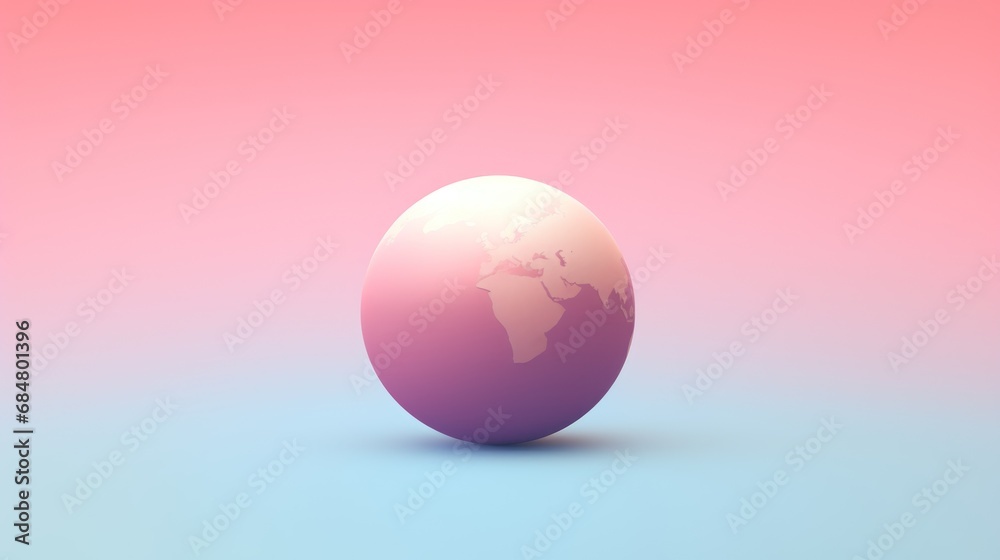 Wall mural  a pink and blue egg with a map of the world in the middle of it on a pink and blue background. - Wall murals