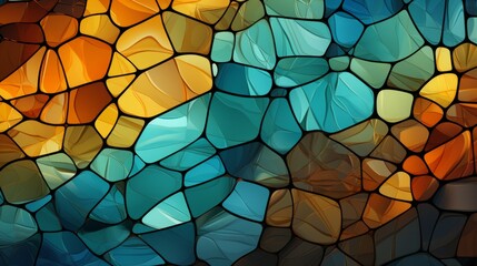 abstract geometric composition with glass cubes in colorful, Stained glass window. - obrazy, fototapety, plakaty