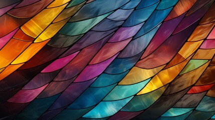 Stained glass window background with colorful Leaf abstract.