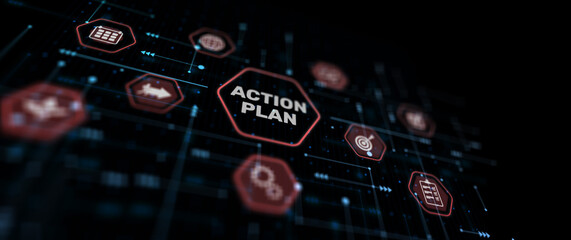 Action plan abstract background. Algorithm and strategy development business