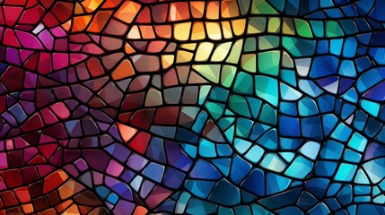 abstract geometric composition with glass cubes in colorful, Stained glass window.