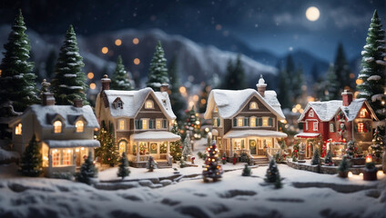 Fototapeta premium Christmas village on a peaceful night