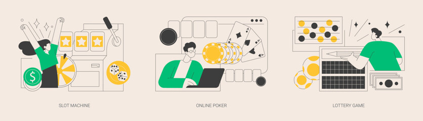 Gambling club abstract concept vector illustrations.