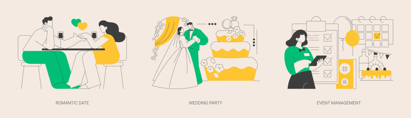Love story abstract concept vector illustrations.