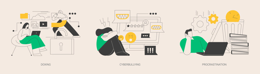 Social engineering abstract concept vector illustrations.