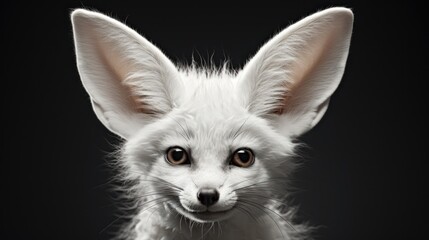 Obraz premium a close up of a small animal on a black background with a white fur coat on it's head.