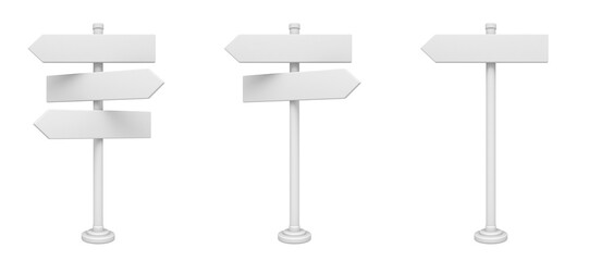 White blank signpost arrows 3D