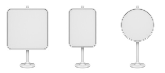 Collection of white blank signpost 3D