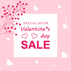 Obraz na płótnie Canvas Valentine's Day holidays square template. Special offer template design. Vector illustrations for social media banners and website, online shopping, sale ads, greeting cards, marketing material