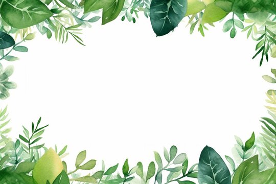 A framing element for a watercolor background of green leaves.