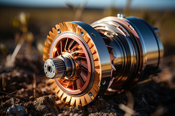 A close up of a motorcycle wheel on the ground created with generative AI technology