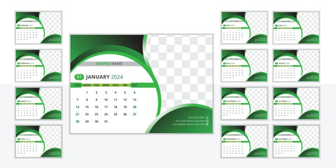 Attractive desk calendar design template 2024