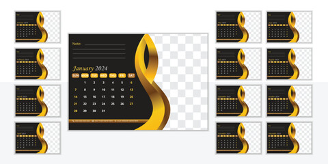 Modern desk calendar design template 2024